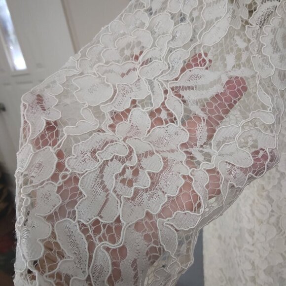 NWT Caroline Rose | Lace Round Neck 3/4 Sleeve Shift Dress Ivory | Size S - Picture 6 of 13